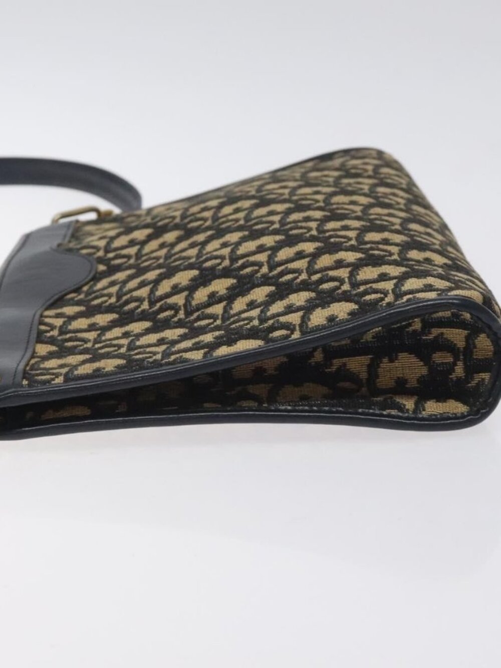 Christian Dior Trotter Canvas Shoulder Bag Navy Gold Auth BA3029 - Picture 4 of 16